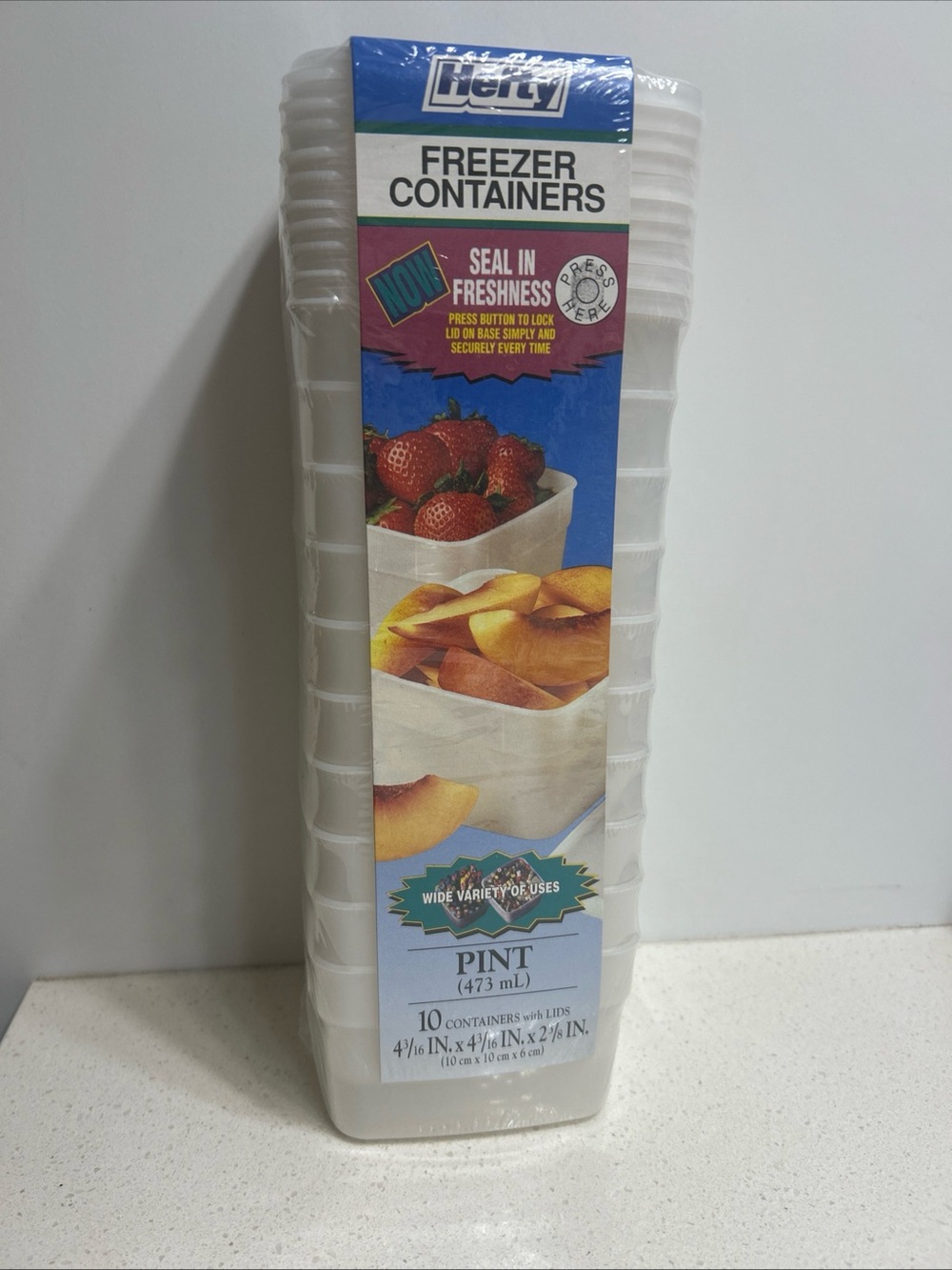Hefty Freezer Pint Containers - White (10 Pack) NEW